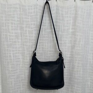 Vintage Coach Black Leather Bag - Legacy Zip Silver Hardware RARE!